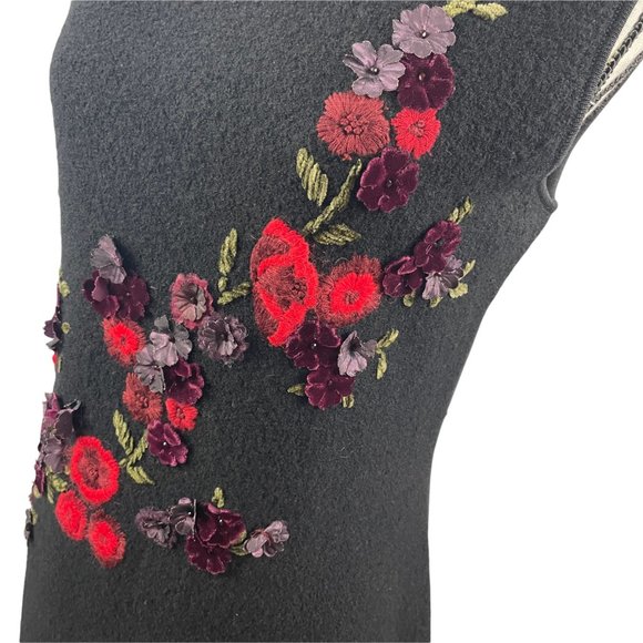 RICKIE FREEMAN TERI JON KNITWEAR FLORAL EMBROIDERED WOOL DRESS & DUSTER SET MED - Picture 7 of 14